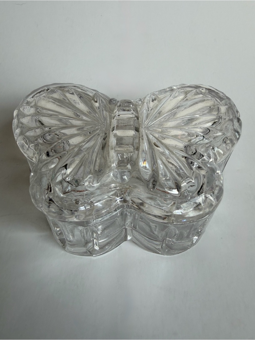 Vintage 24% Lead Crystal Butterfly Trinket Box Made in Taiwan